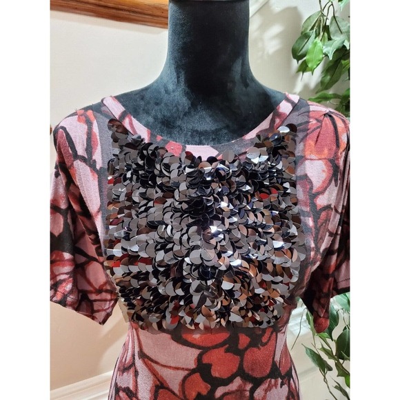 Simply Vera Women's Floral 100% Rayon Round Neck Short Sleeve Top Blouse Size XS - Picture 4 of 12